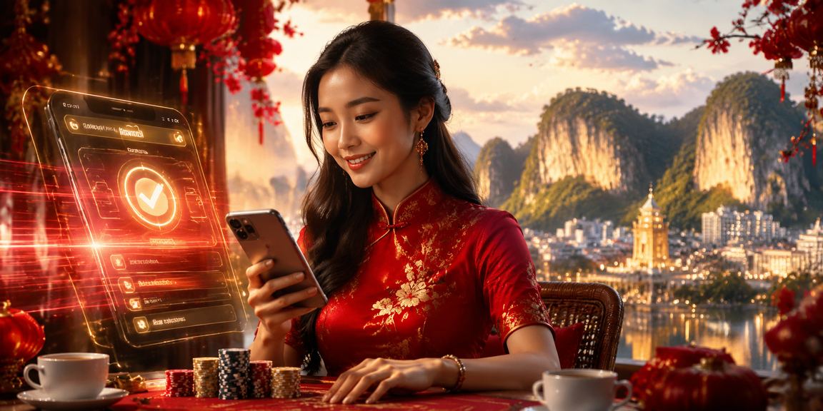 Pemain mengakses permainan kasino dan jackpot melalui telefon mudah alih di Ipoh Malaysia